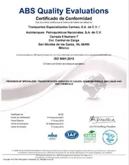 Certificación ISO 9001:2015 – TECARMEX desde 2003
