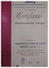Certificación ANIQ Responsabilidad Integral – TECARMEX